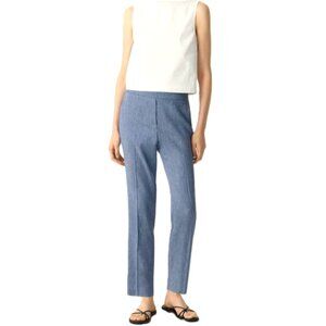 NWOT Theory Treeca Pull On Linen Blend Lightweight Crop Slim Pants Light Blue 0
